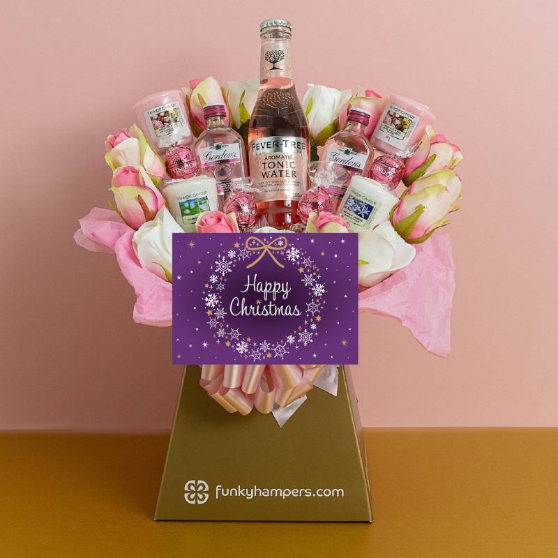 Happy Christmas Pink Gin and Tonic, Lindor and Yankee Candle Bouquet