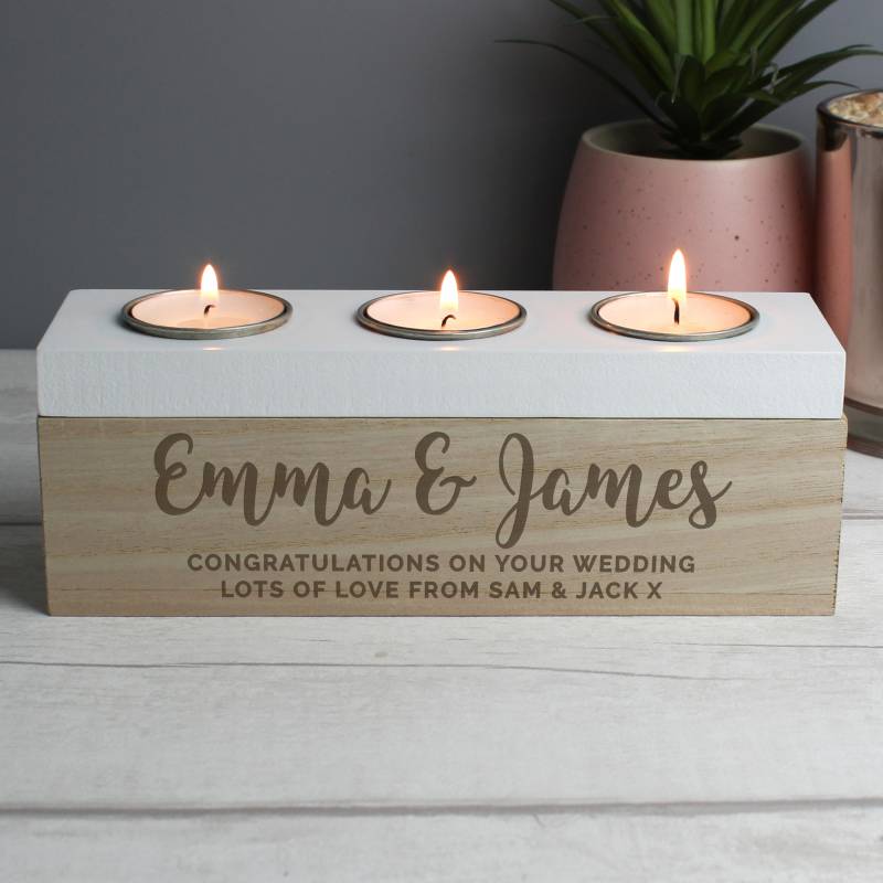 Personalised Married Couple Triple Tea Light Box